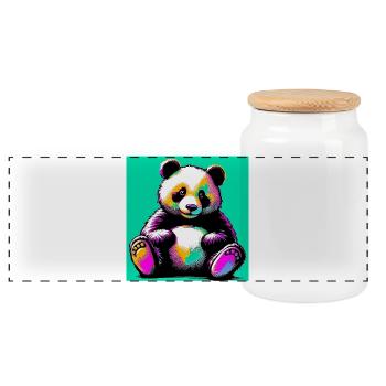 Panda - Panorama Keksdose mit Holzdeckel - Weiß - Vorne