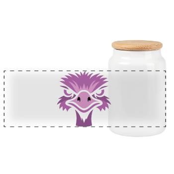 Strauß mit Sonnenbrille, Nandu, Emu - Panorama Keksdose mit Holzdeckel - Weiß - Vorne