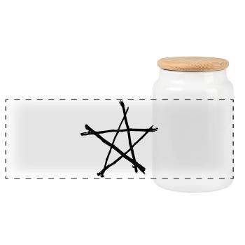 Pentagram - Panoramic Cookie Jar with Wooden Lid - white - Front