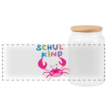 Schulkind  - Panorama Keksdose mit Holzdeckel - Weiß - Vorne