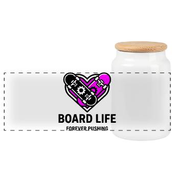 Board Life, Stylish Skater Shirt, Hoodie, Bag - Panoramic Cookie Jar with Wooden Lid - white - Front