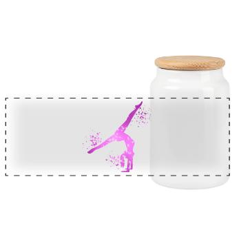 Gymnast Girl Gymnastics Gymnastics Acrobatics - Panoramic Cookie Jar with Wooden Lid - white - Front