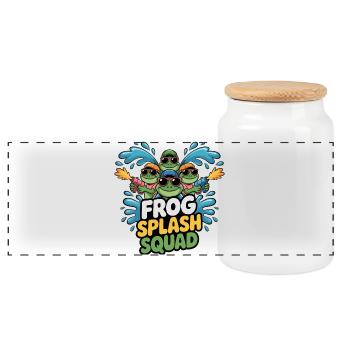 Frog Splash Squad Frog Crew - Panoramic Cookie Jar with Wooden Lid - white - Front