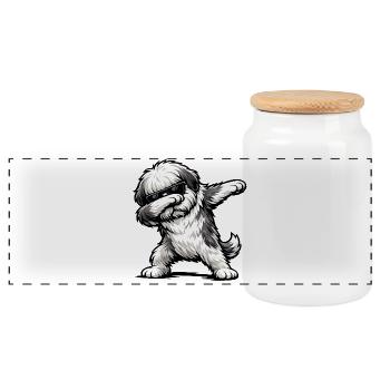 Taponage de la queue bobtail - Boîte à biscuits avec couvercle en bois - blanc - Devant