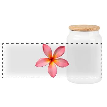 Plumeria Temple Flower - Panoramic Cookie Jar with Wooden Lid - white - Front