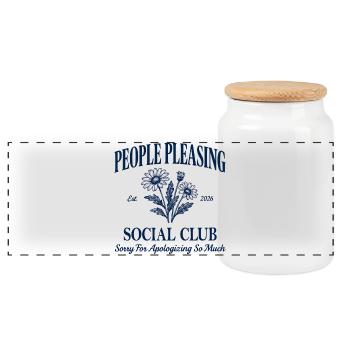 People Pleasing Social Club – Sorry for... - Panoramic Cookie Jar with Wooden Lid - white - Front