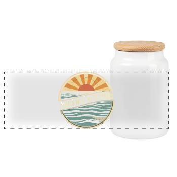 Schwimmt gut mit anderen – Sommerhumor - Panorama Keksdose mit Holzdeckel - Weiß - Vorne