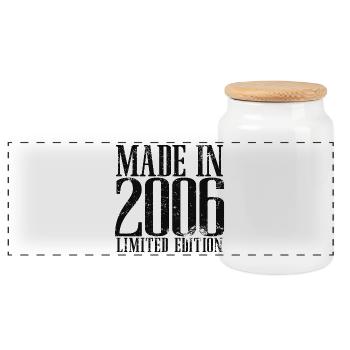 2006 Jahrgang Geburtstag Vintage Retro Geschenk - Panorama Keksdose mit Holzdeckel - Weiß - Vorne