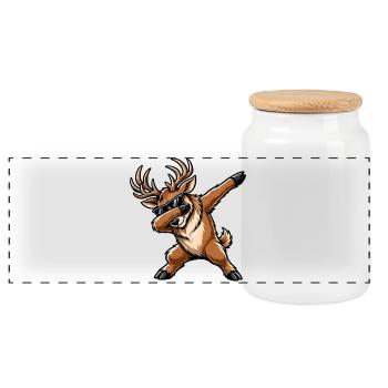 Tamponnage des cerfs - Boîte à biscuits avec couvercle en bois - blanc - Devant