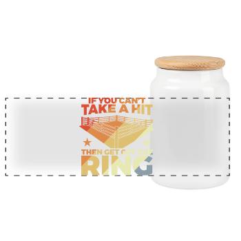 Boxer joke - Panoramic Cookie Jar with Wooden Lid - white - Front