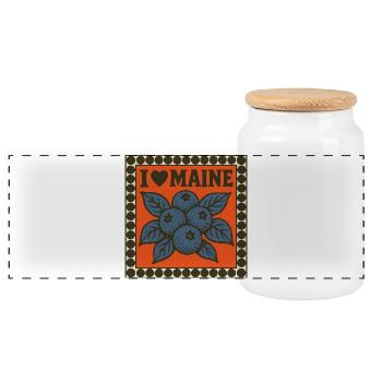 I Love Maine Blueberries - Panoramic Cookie Jar with Wooden Lid - white - Front