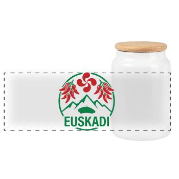 Euskadi Montagnes et Piments Logo - Boîte à biscuits avec couvercle en bois - blanc - Devant