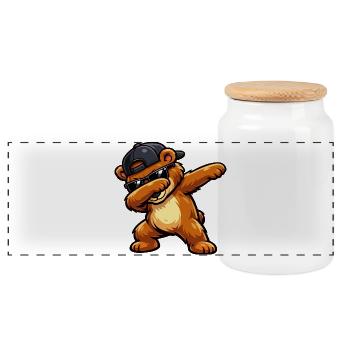 Dabbing Bear - Panoramic Cookie Jar with Wooden Lid - white - Front