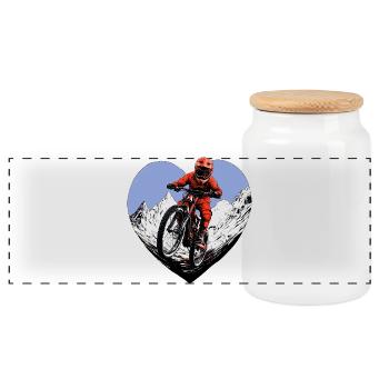 Amour du VTT - Boîte à biscuits avec couvercle en bois - blanc - Devant