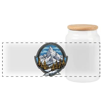 Berge Landschaft - Panorama Keksdose mit Holzdeckel - Weiß - Vorne