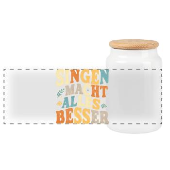 Singen macht alles besser - bunt - Panorama Keksdose mit Holzdeckel - Weiß - Vorne