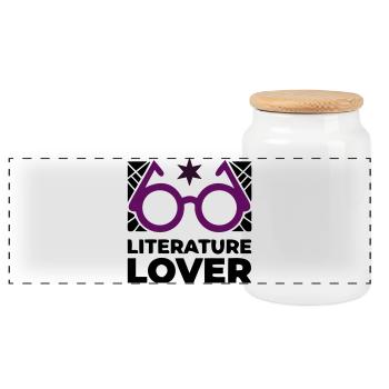 Literature Lover Brille Text - Panorama Keksdose mit Holzdeckel - Weiß - Vorne