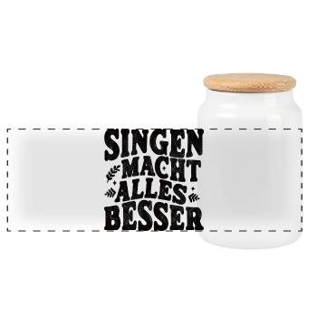 Singen macht alles besser schwarz - Panorama Keksdose mit Holzdeckel - Weiß - Vorne