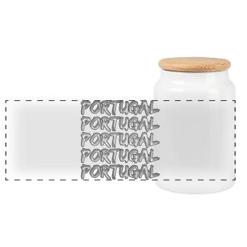 Portugal as Diving - Panoramic Cookie Jar with Wooden Lid - white - Front