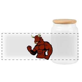 Taureau musclé Taureau - Boîte à biscuits avec couvercle en bois - blanc - Devant