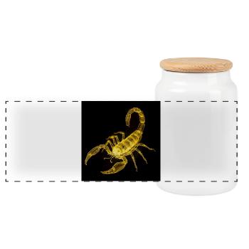 Neon Scorpion at Night - Panoramic Cookie Jar with Wooden Lid - white - Front