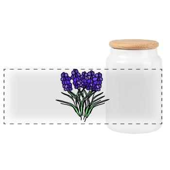 Fleurs de bouquet de lavande violette - Boîte à biscuits avec couvercle en bois - blanc - Devant