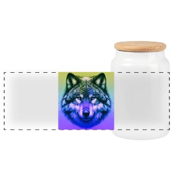 Wolf - Panorama Keksdose mit Holzdeckel - Weiß - Vorne