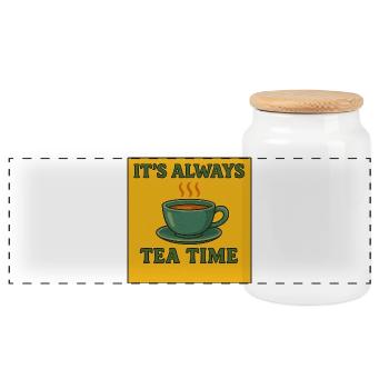 Always Tea Time Illustration - Panorama Keksdose mit Holzdeckel - Weiß - Vorne