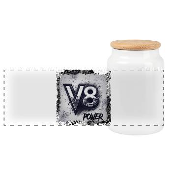 Puissance du V8 - Boîte à biscuits avec couvercle en bois - blanc - Devant