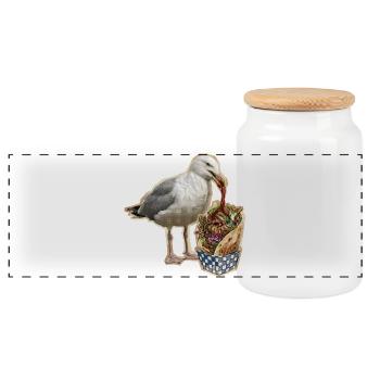 Kebab Seagull - Panoramic Cookie Jar with Wooden Lid - white - Front
