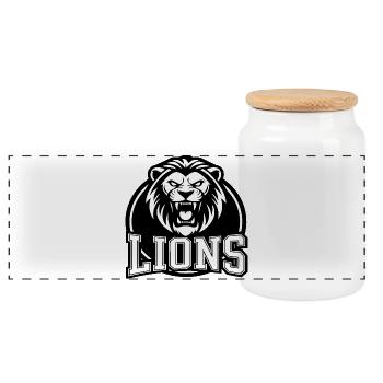 Lion Crest Athletics - Panoramic Cookie Jar with Wooden Lid - white - Front