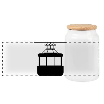 Cable car - Panoramic Cookie Jar with Wooden Lid - white - Front
