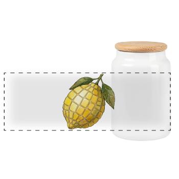 Mosaïque de citron - Idée de cadeau méditerranéen frais - Boîte à biscuits avec couvercle en bois - blanc - Devant