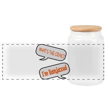 What’s the craic? I’m banjaxed  - Panoramic Cookie Jar with Wooden Lid - white - Front