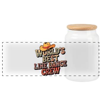World's Best Line Dance Crew - Panoramic Cookie Jar with Wooden Lid - white - Front