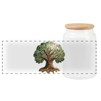 Mosaïque de l’Arbre de Vie - Art spirituel pour la nature Fan - Boîte à biscuits avec couvercle en bois - blanc - Devant