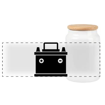 Car battery - Panoramic Cookie Jar with Wooden Lid - white - Front