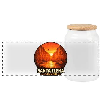 Santa Elena Canyon Sunset Motif - Panoramic Cookie Jar with Wooden Lid - white - Front