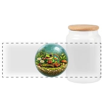 Caméléon de la Jungle Bulle dans la biosphère verte - Boîte à biscuits avec couvercle en bois - blanc - Devant