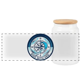 compass - Panoramic Cookie Jar with Wooden Lid - white - Front