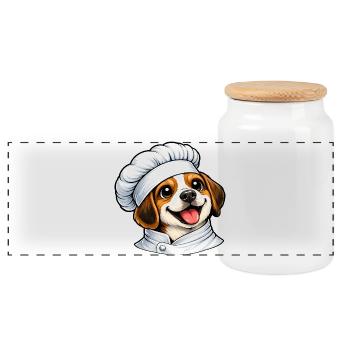 Chef Beagle joyeux Cuisine de dessins animés de bonne humeur - Boîte à biscuits avec couvercle en bois - blanc - Devant
