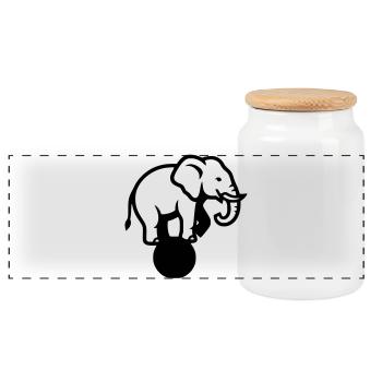 Acrobaties du Cirque Elephant Ball - Boîte à biscuits avec couvercle en bois - blanc - Devant