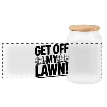 Get Off My Lawn! - Panoramic Cookie Jar with Wooden Lid - white - Front
