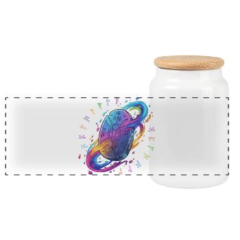 Regenbogen Runen Schild - Panorama Keksdose mit Holzdeckel - Weiß - Vorne