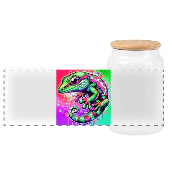 Gecko - Boîte à biscuits avec couvercle en bois - blanc - Devant