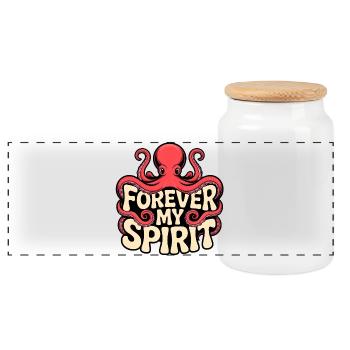 Oktopus Spirit - Panorama Keksdose mit Holzdeckel - Weiß - Vorne