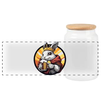 Hase Bier Lustig - Panorama Keksdose mit Holzdeckel - Weiß - Vorne
