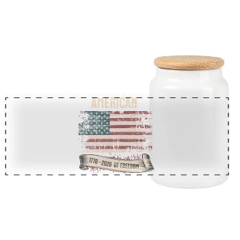 American Flag 250 Years Freedom 1776-2026 - Panoramic Cookie Jar with Wooden Lid - white - Front