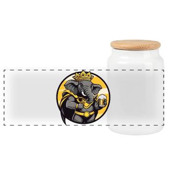 Elephant Beer Funny - Panoramic Cookie Jar with Wooden Lid - white - Front