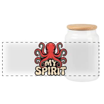 Octopus Vibes - Panorama Keksdose mit Holzdeckel - Weiß - Vorne